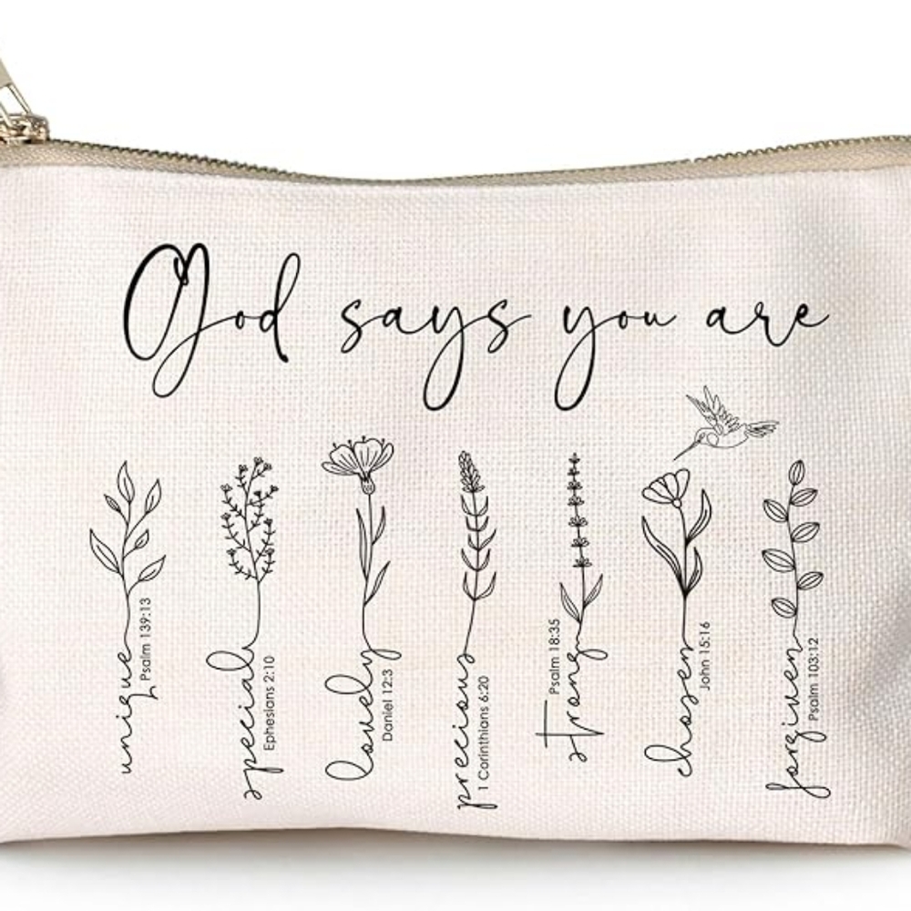 Inspirational Bible Verse Cosmetic Pouch Floral Gift
